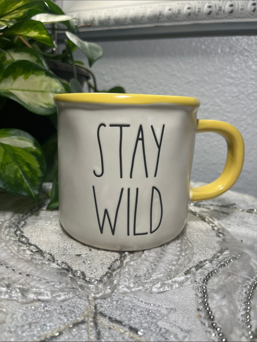 NWOT Rae Dunn STAY WILD Yellow Camp Style Coffee Mug by Magenta